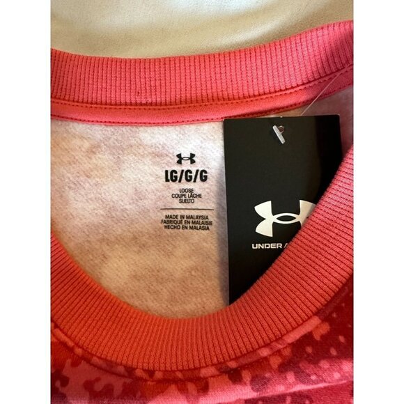 Under Armour Womens Rival Fleece Sweatshirt Top Orange Camo Sz Large New $60 - Picture 6 of 10